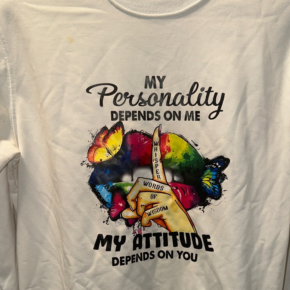 White Graphic Sweater with Colorful Design